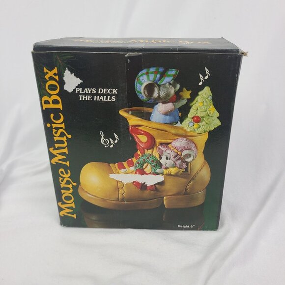 Jasco Mouse Music Box Plays Deck the Halls Hand Painted Tested WORKS - Picture 11 of 16